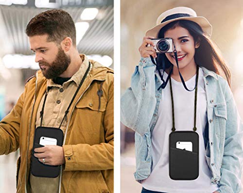 RFID Passport Holder Travel Wallet Neck Pouch for Men and Women