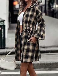 Blooming Jelly Womens Plaid Dress Flannel Shirts