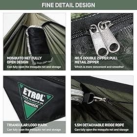 ETROL Camping Hammocks - 2 in 1 Portable Hammock with Mosquito Net,Lightweight Double Hammock for Outdoor,Indoor,Travel… 517EQ5IUiJS