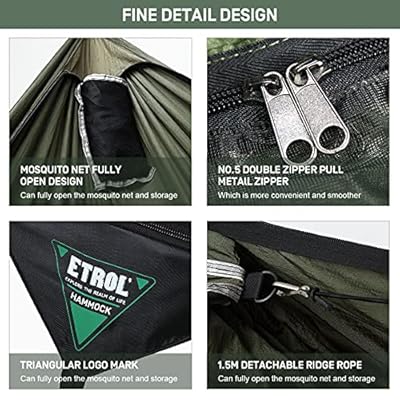 ETROL Camping Hammocks - 2 in 1 Portable Hammock with Mosquito Net,Lightweight Double Hammock for Outdoor,Indoor,Travel… 517EQ5IUiJS