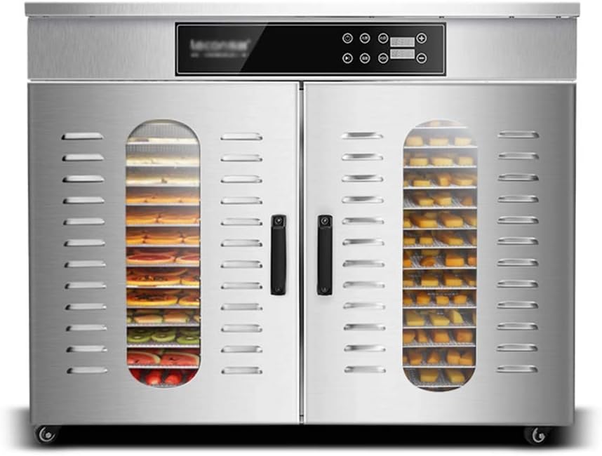Commercial Grade Stainless Steel Electric Food Dehydrator Machine,Meat or Beef Jerky Maker,Fruit Dryer with 32 Trays, Drying temperature 30℃-90℃,Jerky Safe with 24 Hour Timer,1500W