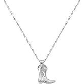 MIAZQ Gold Cowgirl Boot Pendant Necklace for Women Silver Western Cowboy Boot Pendant Necklace Rodeo Outfit Trendy Western country style jewelry
