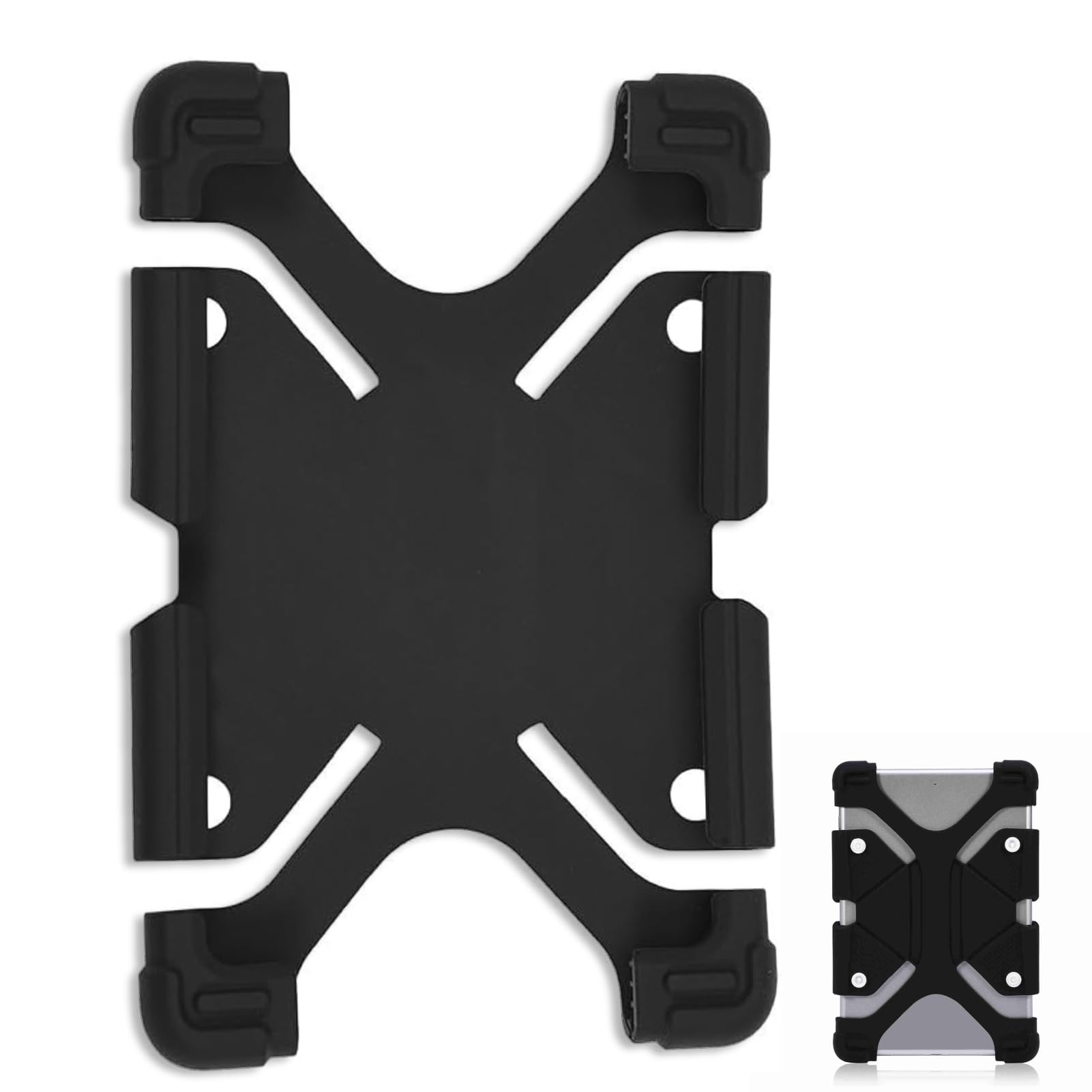 Washable Universal Silicone Tablet Case Cover, Adjustable Silicone Case Protector Cover with Shockproof Stand for 7.9-9 inches, 8.9-12 inches Tablet (8.9-12 inches Black)