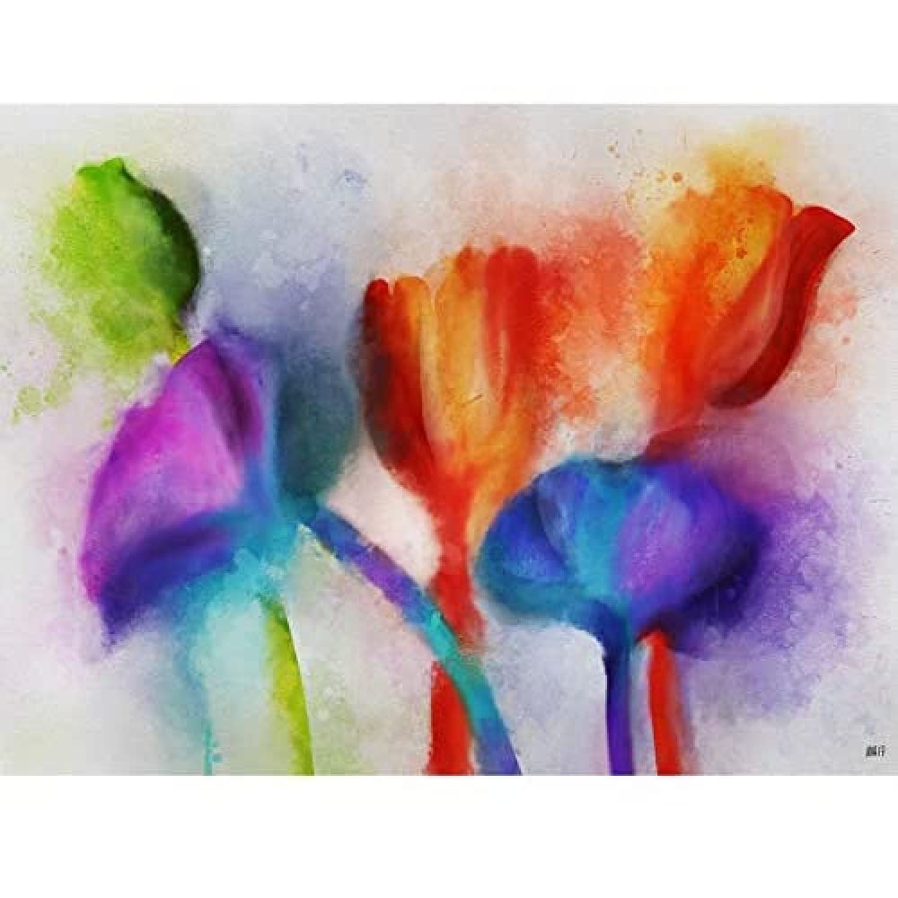 Artery8 Abstract Colourful Watercolour Flower Blur Painting Art Print Canvas Premium Wall Decor Poster Mural