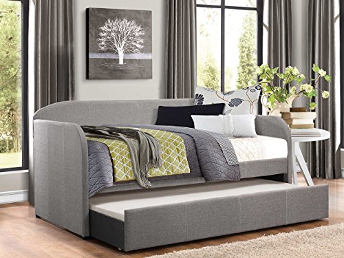 Homelegance Modern Design Daybed with Trundle Fully Upholstered Polyester, Twin, Grey