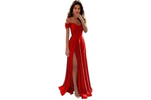 IIF Satin Bridesmaid Dresses Off Shoulder Spaghetti Strap Long Ruched A Line Formal Prom Dress with Slit IIF006