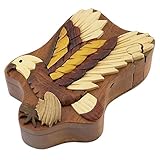 Flying Eagle - Natural Wood Intarsia Puzzle Box