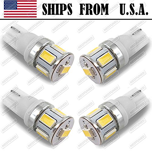 Neotuned 4x T10 White Super Bright LED Bulbs Wedge 6 5630SMD 192 168 194 2825 158