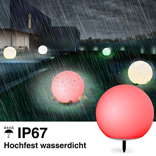 infray Solarlampen für außen, Solarleuchten für außen, Solar Gartenleuchten 30cm Solarkugel mit 9 Modi Leuchte, IP67 Wasserdicht LED Solarleuchten – Bild 7