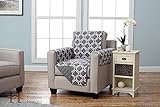Home Fashion Designs Adalyn Collection Deluxe Reversible Quilted Furniture Protector. Beautiful Print on One Side/Solid Color on The Other for Two Fresh Looks Brand. (Chair, Charcoal)