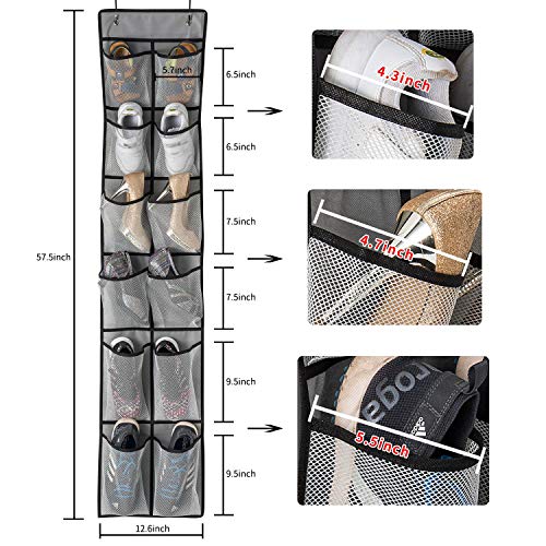 KEEPJOY Over The Door Shoe Organizer 2 Pack,Mesh Pockets Hanging Shoe