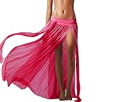 JAKY Womens Sheer Sarong Side Slit Beach Skirt Swimsuit Cover Ups Swimwear(Rose M)