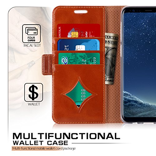 Galaxy S9 Plus Case, Galaxy S9 Plus Wallet Case, Homelove Premium Genuine Leather Wallet Case with [Zipper Coin Pocket] and [Kickstand Feature] for Samsung Galaxy S9 Plus Black+ Brown - Thumbnail 3