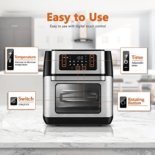 CROWNFUL Smart Air Fryer, 10.6 Quart Large WiFi Convection Toaster Oven