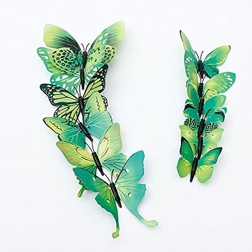 New 12PcsX 1Color Art Decal Girls Home Room Wall Stickers 3D Butterfly Decorations Decors "Green Color" Set45