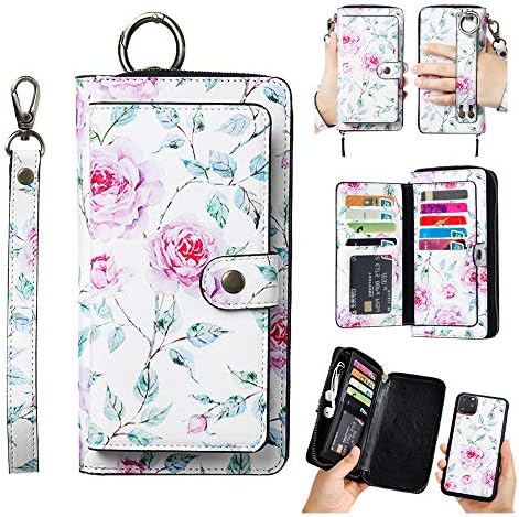 AIFENGCASE Phone Case Compatible with iPhone 11 Pro,Wallet Case for Women Men Girl,Wristlets Clutch Zipper Leather Pouch Wallet Flip Phone Case Card Holder Magnetic Detachable Back Cover,WF