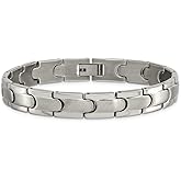 The Black Bow Men's 10mm Titanium Brushed & Polished Link Bracelet, 8.5 Inch