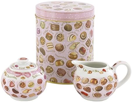Cardew Design Chocolates Creamer Covered Sugar &amp; Tin Set, 7.25 oz, Multicolor