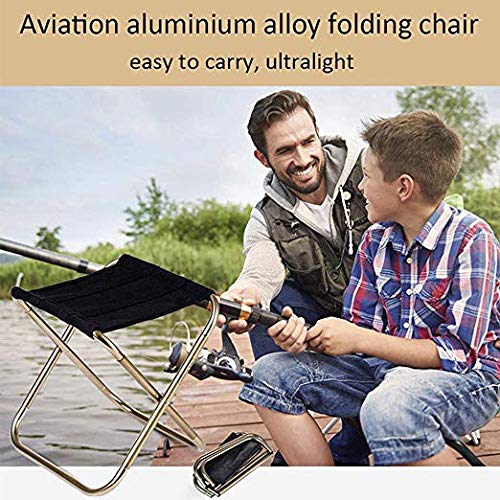 Keweis Folding Camping Stool, Large Size Portable Aluminum Material Outdoor Folding Chair Slacker Chair for BBQ, Camping,Fishing, Travel, Hiking, Garden,Beach - Black Seat with Bag(Black) - Thumbnail 5