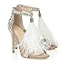 AZMODO Women's Feather Ankle Strap Zip Rhinestone High Heeled Sandals 1622-74 (US 8/EU 39/CN 39)