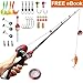 Kids Fishing Pole 55 inches Light Weight Durable Spincast Beginner Fishing Pole with Tackle Box Easy for Boys and Girls (Red Fishing Combo(for Age 4 and Older))