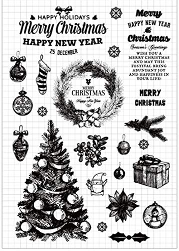 Merry Christmas Tree Snowflakes Decors Balls Sayings Rubber Clear Stamp/Seal Scrapbook/Photo Decorative Card Making Clear Stamp