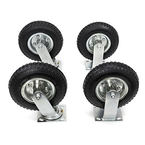 4Pcs 8" Pneumatic Air Tire Wheel 2 Rigid + 2 Swivel HD Farm Cart Caster Large--Generic Aftermarket Part
