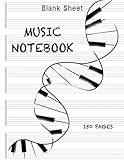 Blank Sheet Music Notebook Piano DNA: Wide Staff Manuscript Paper Notebook For Kids: 6 Large Staves by 