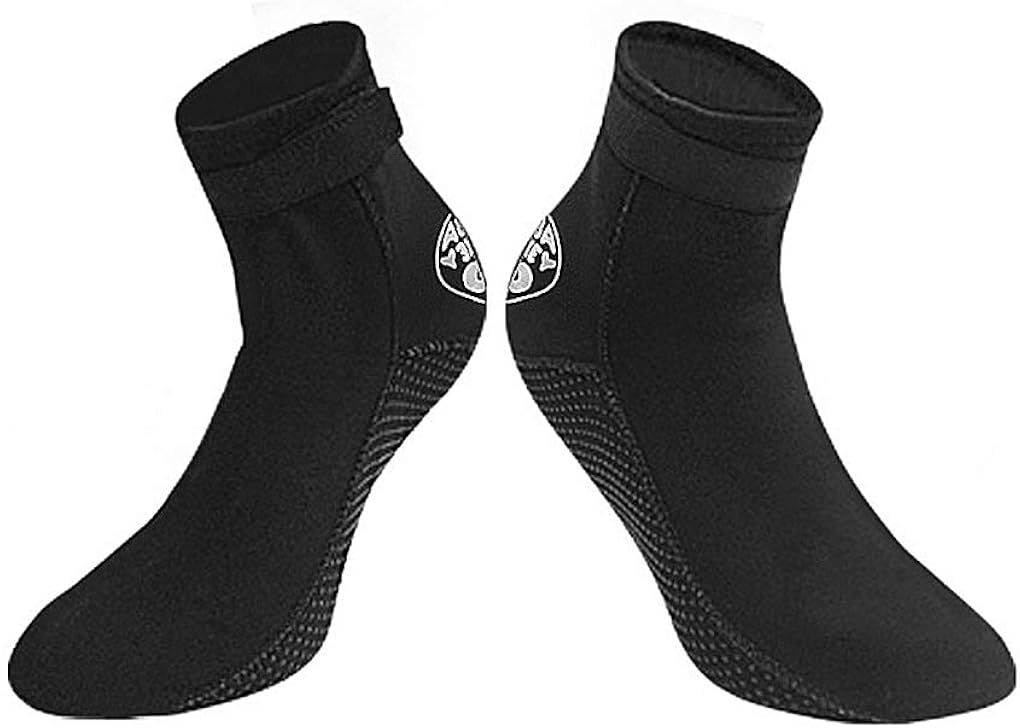 Black 3mm Diving Socks Non-Slip Water Shoes Quick Dry Sports Aqua Shoes Outdoor Waterproof Swim Shoes Snorkeling Beach Shoes Boots Anti-Leak Soft Dive Boots Stretchy Wetsuit Socks Surfing Sock