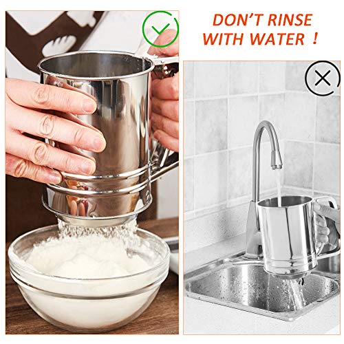 ShineMe Hand-held Flour Sifter Stainless Steel with Handle, Fine Mesh Sieve for Baking - Thumbnail 2