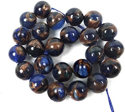 SpkBead 8mm Blue Sapphire in Quartz with Pyrite Round Beads Jewelry Making Stone Craft (Free Photo Ebook)