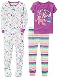 Carter's Baby-Girl Toddler 3-Piece Cotton Snug-Fit Pajamas, Unicorn, 3T