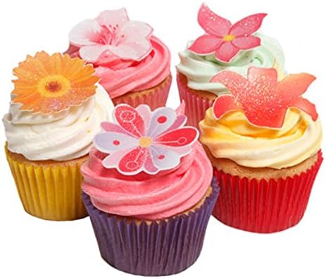 Amazon Com 48 Mixed Summer Flowers Beautiful Edible Cake Decorations Home Kitchen