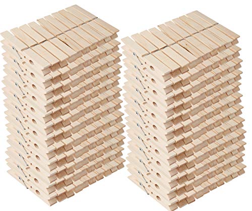 Wooden Large Clothespins - 200-Pack Jumbo Unfinished Wooden Clips, Big Clothes Pins for Laundry, Shirts, Sheets, Pants, Home Office Decoration, DIY Art Craft, Natural Wood, 4 x 0.5 x 0.6 Inches