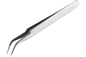 Ainiv Precision Tweezers, Stainless Universal Bent Tip Tweezers, Sewing Machine Tweezers, Non-Magnetic Industrial Tweezers, for Craft, Electronics, Soldering, Medical and Experimental Work, Jewelry