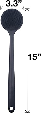 DNC Soft Silicone Back Scrubber Long Handle Bath Body Brush for Shower Black view 4