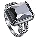AWLY Jewelry Women 18k Black Gold Square Large Stone Princess Cut Cubic Zirconia CZ Solitaire Wedding Ring