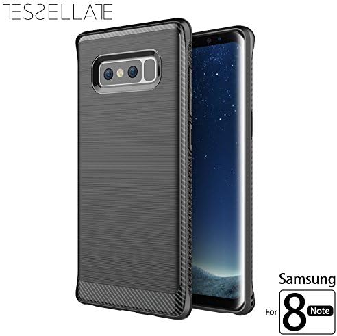 GALAXY NOTE 8 Case, Tessera [ARMOR][Dark Grey] with Carbon Fiber Design + Shock Absorption + Maximum Protection + Flexible TPU +Light weight + Luxury Slim Fit TPU Case for Galaxy Note 8 (2017)