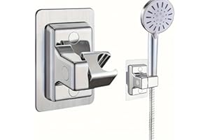 1pc No-Drill Adhesive Shower Faucet Holder with Adjustable Tray - Heavy Duty Plastic Wall-Mounted Bathroom Hardware, No Tools