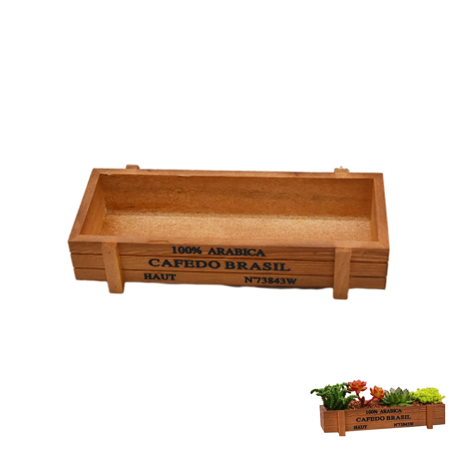 QYNuLi Wooden Succulents Planter Box Mini Succulent Plant Pot Retro Long Rectangle Flower Plant Container for Bay Window Kitchen Windowsill Shelf