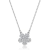Reffeer Solid 925 Sterling Silver Cubic Zirconia Flower Choker Necklace for Women Teen Girls Sparkling Flower Pendant Necklace