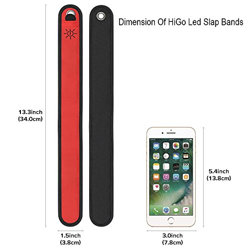 Higo LED Armband, Glow in The Dark Party Favor Led Slap Bracelets, Sports Safety Light Up Wristband for Running, Jogging, Cycling, or Walking(Red 35cm)