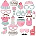 Lanlan 25 PCS Pink Funny Creative Different Style Photo Props for Baby Birthday Party Photography Decoration Accessories ( Glasses Diapers Bottle Beard etc)