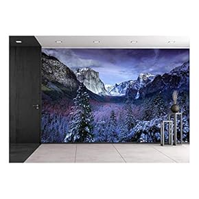 Landscape with Mountain and Snow - Removable Wall Mural | Self-Adhesive Large Wallpaper - 66x96 inches