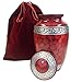 Trupoint Memorials Cremation Urns for Human Ashes, Decorative Burial Urn for Adult Men and Women, Large Red with Silver Lining