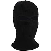 Winter 2 Hole Knitted Full Face Cover Ski Mask Bike Cycling Balaclava Headwrap for Women Men Outdoor Sports Black