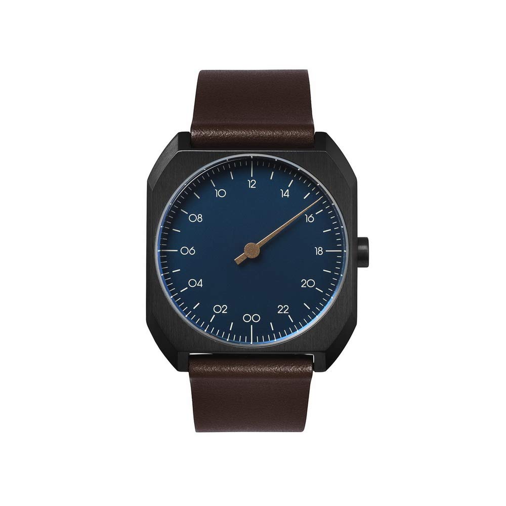 slow mo 16 - Brown Leather, Anthracite Case, Light Blue Dial