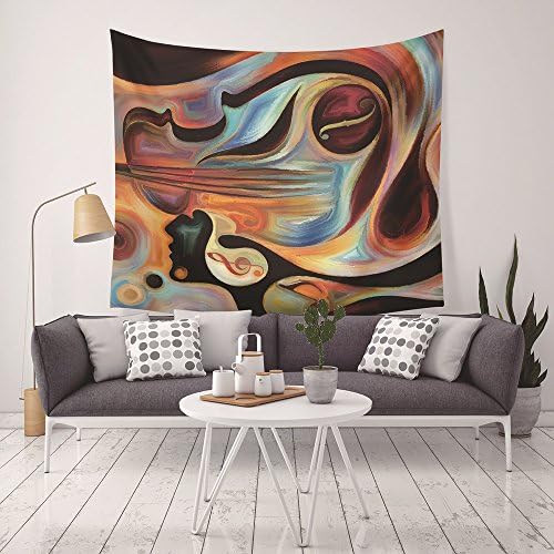 Vocktops Custom Wall Tapestry, Wall Hanging Music Note Tapestry, Psychedelic Bohemian Mandala Tapestry Indian Tapestry for home Decor (color1, M(5951inches))