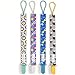 Premium Quality Baby Pacifier Clip (4 Pack) for Girls & Boys, Fun and Cute ,Extra Safe, Double-sided Leash Designs