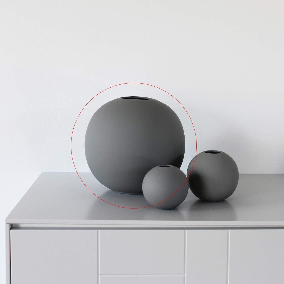 Ball Vase 20cm Grey, 20 cm - Image 4